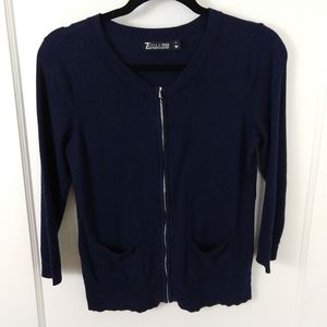 Zip Up 3/4 Sleeve Cardigan
